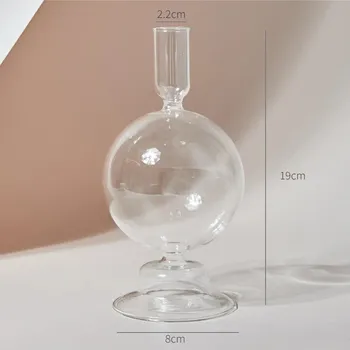 Svícen Moderní skleněný svícen nordic dekorace | svícen, domácí dekorace - Clear Ball