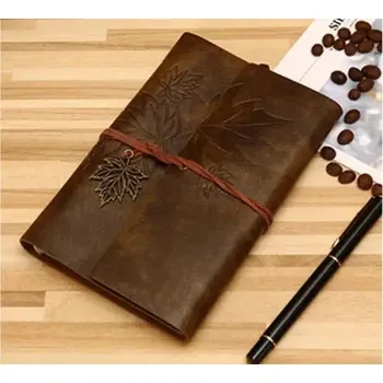 Zápisník Luxusní koženkový vintage zápisník a5 | cestovní deník, školní zápisník s přírodním motivem - Káva , A7 145 x 100 mm