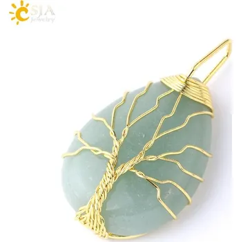 Náhrdelník Minerální náhrdelník se stromem života | přívěsek náhrdelník - Zelený avanturín A