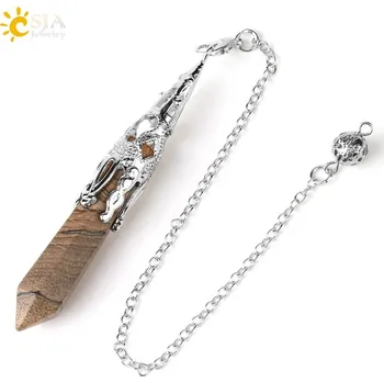 Náhrdelník Kyvadlový náhrdelník nejen pro věštění | věštecké kyvadlo, kyvadlo z minerálu - Obrázek Jasper 1