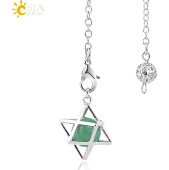 Přívěsek Přívěsek merkaba z přírodního kamene | křišťálové korálky, amulet - Zelený avanturín