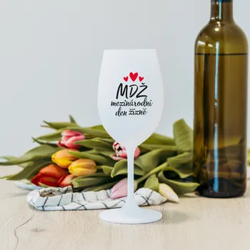 Sklenice MEZINÁRODNÍ DEN ŽÍZNĚ - bílá sklenice na víno 350 ml
