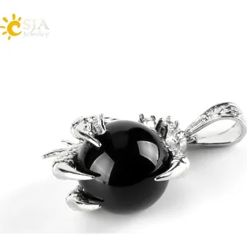 Přívěsek Přívěsek dračí spár s minerálem | přívěsek na krk, ochranný amulet - Černý achát