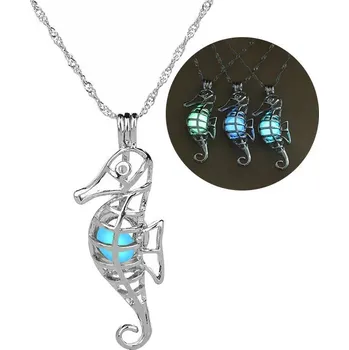 Náhrdelník Svítící náhrdelník s přívěskem | dámský náhrdelník, svítící želva - 12 , Světle modrá