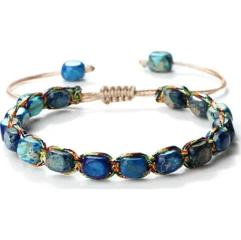 Náramek Náramek štěstí s přírodním kamenem | náramek pro ženy, ochranný talisman - Tmavě modrá