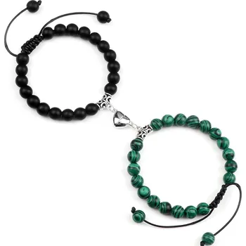 Náramek Párové náramky s magnetem pro spojení | náramky lásky | náramky přátelství - Matný-malachit