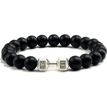 Náramek Stylový korálkový náramek s nastavitelnou délkou | náramek pro muže, náramek pro ženy s činkou - Matte-S