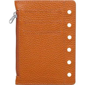 Diář Kožený kapsový diář na zip | kapsový zápisník, kožený plánovač - Pebbled Burnt orange