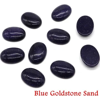 5 ks Přírodní krystaly pro DIY šperky | minerální kameny, ploché korálky, oválné minerály - Modrý zlatý písek , 15x20mm