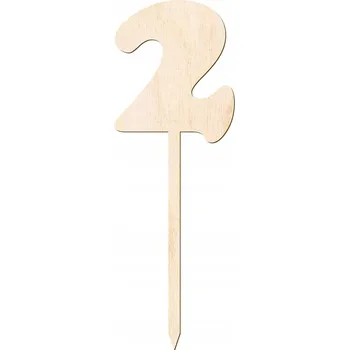 Obraz Topper Dřevěný číslice 2 na dort Narozeniny Výročí Jubileum Gody 12 cm