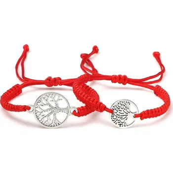 Náramek 2 ks Červený a černý pletený náramek | partnerské náramky, pletené náramky - Styl 7