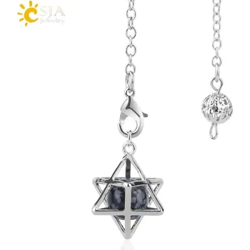 Přívěsek Přívěsek merkaba z přírodního kamene | křišťálové korálky, amulet - Sněhová vločka kámen