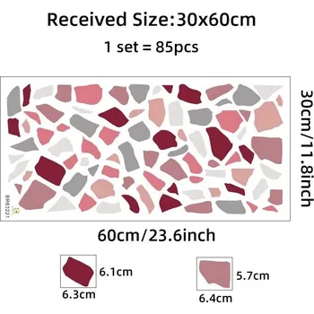 Samolepící dekorace Samolepící dekorace terrazzo | samolepka na zeď, dekorace stěn, vícebarevná mozzaika - Červený