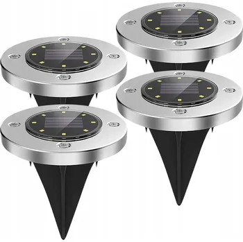 Venkovní osvětlení ZAHRADNÍ SOLÁRNÍ LAMPA 8 LED NÁJEZDOVÁ SE SOUMRAKOVÝM SENZOREM / ZAPICHOVACÍ 4 kusy