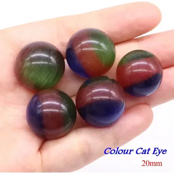 Korálek Přírodní minerální kuličky 20 mm | ametyst korálky | koule z kamene - Barva kočičí oko , 20 KS