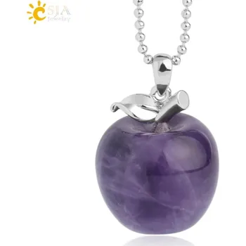 Přívěsek Přívěsek přírodní kámen s motivem jablka | přívěsek šperky - Ametystový náhrdelník