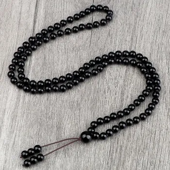 Náhrdelník Japa mala náhrdelník s přírodními korálky | přírodní šperky | dámské a pánské šperky - Světle černá