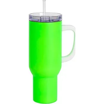 Termohrnek Termohrnek 1200 ml s brčkem matný - neonově zelená sublimace termotransfer