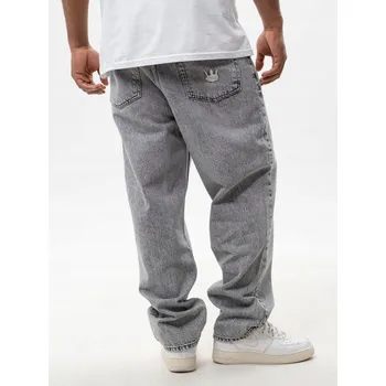 Pánské džíny Pytlové Džíny Pánské ŠIROKÉ Šedé Jigga Wear MALÁ KORUNA L