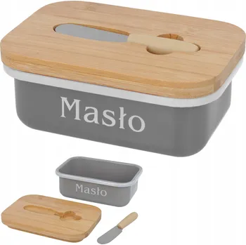 Máslenka Máslenka P&S nerezová ocel černá s nožem a bambusovým víkem