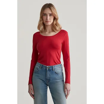 TRIČKO GANT SLIM COT/ELA LS SCOOP NECK TOP RUBY RED