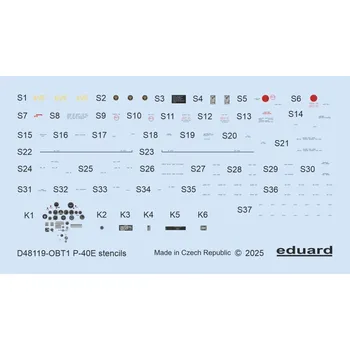 Plastikový model 1/48 Decals P-40E stencils (EDU)