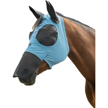Koňská maska proti hmyzu HKM Maska proti hmyzu Elastic HKM, s ochranou uší a nozder, smokey blue EXTRA FULL