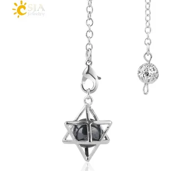 Přívěsek Přívěsek merkaba z přírodního kamene | křišťálové korálky, amulet - Hematit