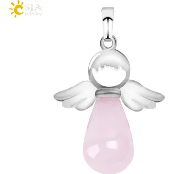 Přívěsek Přívěsek s minerálním andílkem | přívěsek kámen, dámský přívěsek - Rose Quartz