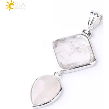 Přívěsek Přívěsek z přírodního kamene ve tvaru kapky | dámský přívěsek, krystal náhrdelník - Bílý krystal