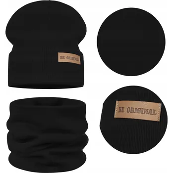 Čepice Jarní dětská souprava ČEPICE + NÁKRČNÍK, BAVLNA, dvojitá látka, černá