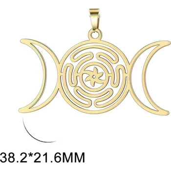 Přívěsek Hekatina kola trojitý měsíc přívěsek | magický amulet, wicca šperk - Styl D zlatá barva