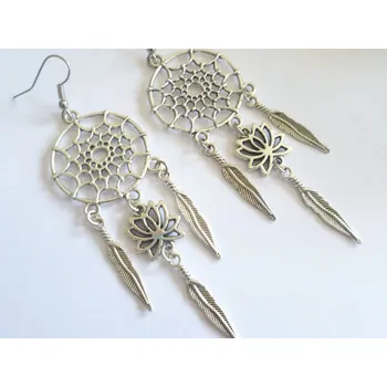 Náušnice Visací náušnice s lapačem snů a minerály | minerální šperky | dámské náušnice - A13