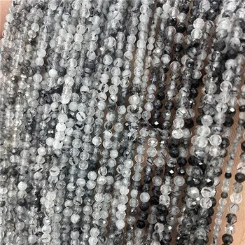 Náramek Minerální korálky | výroba šperků - 1 Black Rutilated , 2 mm