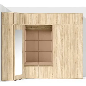 Předsíňová stěna Eka Předsíňová stěna s čalouněnými panely Trinity 39 - Sonoma / Béžová 2304