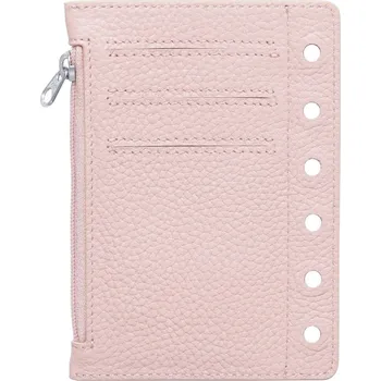 Diář Kožený kapsový diář na zip | kapsový zápisník, kožený plánovač - Oblázková Dusty růže