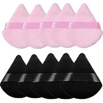 Make-up Make up houbička sametová trojúhelníková | kosmetické potřeby - růžová černá - 10ks