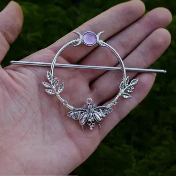 Měsíční vílí spona do vlasů s krystaly | krystalová vlásenka, vílí spona - jako obrázek-361181