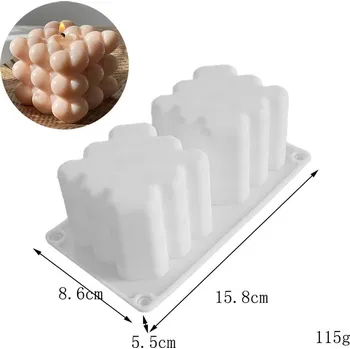 Forma na odlévání Silikonová forma na svíčky | silikonová forma, forma na mýdla - Srdce kostka 2Díry