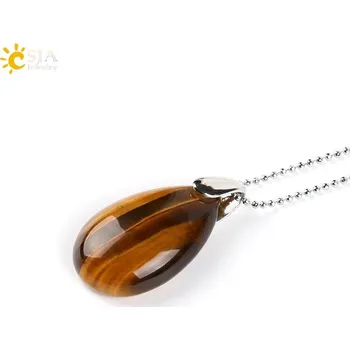 Přívěsek Minerální přívěsek ve tvaru vodní kapky | přívěsek, krystalový šperk - Řetízek tygřího oka