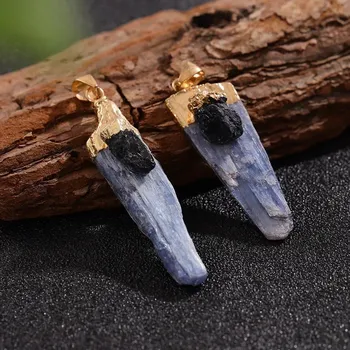 Přívěsek Modrý kyanitový čakrový přívěsek s ametystem | křišťálový přívěsek | reiki šperk - 1ks s turmalínem