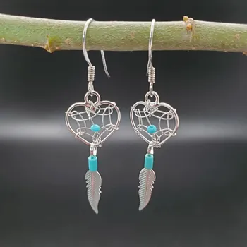 Náušnice Visací náušnice s lapačem snů a minerály | minerální šperky | dámské náušnice - A10