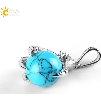 Přívěsek Přívěsek dračí spár s minerálem | přívěsek na krk, ochranný amulet - Modrá tyrkysová