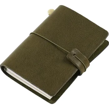Zápisník Kožený cestovní zápisník | cestovní diář | kožený organizér - Khaki zelená