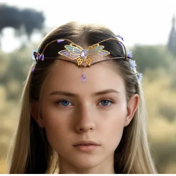 Čelenka Elfí čelenka s větvičkami a listy | elfí šperky, lesní tiára - jako obrázek-202451840