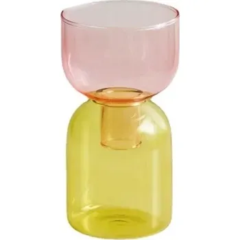 Váza Luxusní dekorativní vázy pro rostliny | skleněné vázy | hydroponické nádoby - Růžově žlutá sada