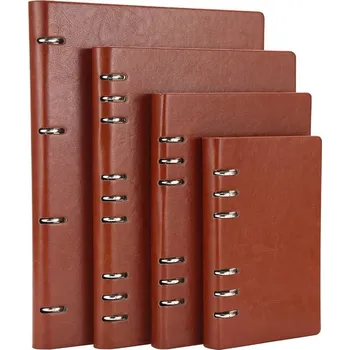 Zápisník Koženkový zápisník s volnými listy | poznámkový blok, kožený binder - Hnědý , A4