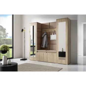 Předsíňová stěna Eka Předsíňová stěna s čalouněnými panely Trinity 31 - Sonoma / Béžová 2304