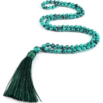 Náhrdelník Mala náhrdelník s přírodním kamenem | buddhistické korále, meditační korále - Modrá A Černá