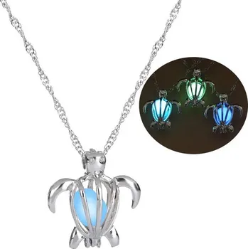 Náhrdelník Svítící náhrdelník s přívěskem | dámský náhrdelník, svítící želva - 17 , Světle modrá